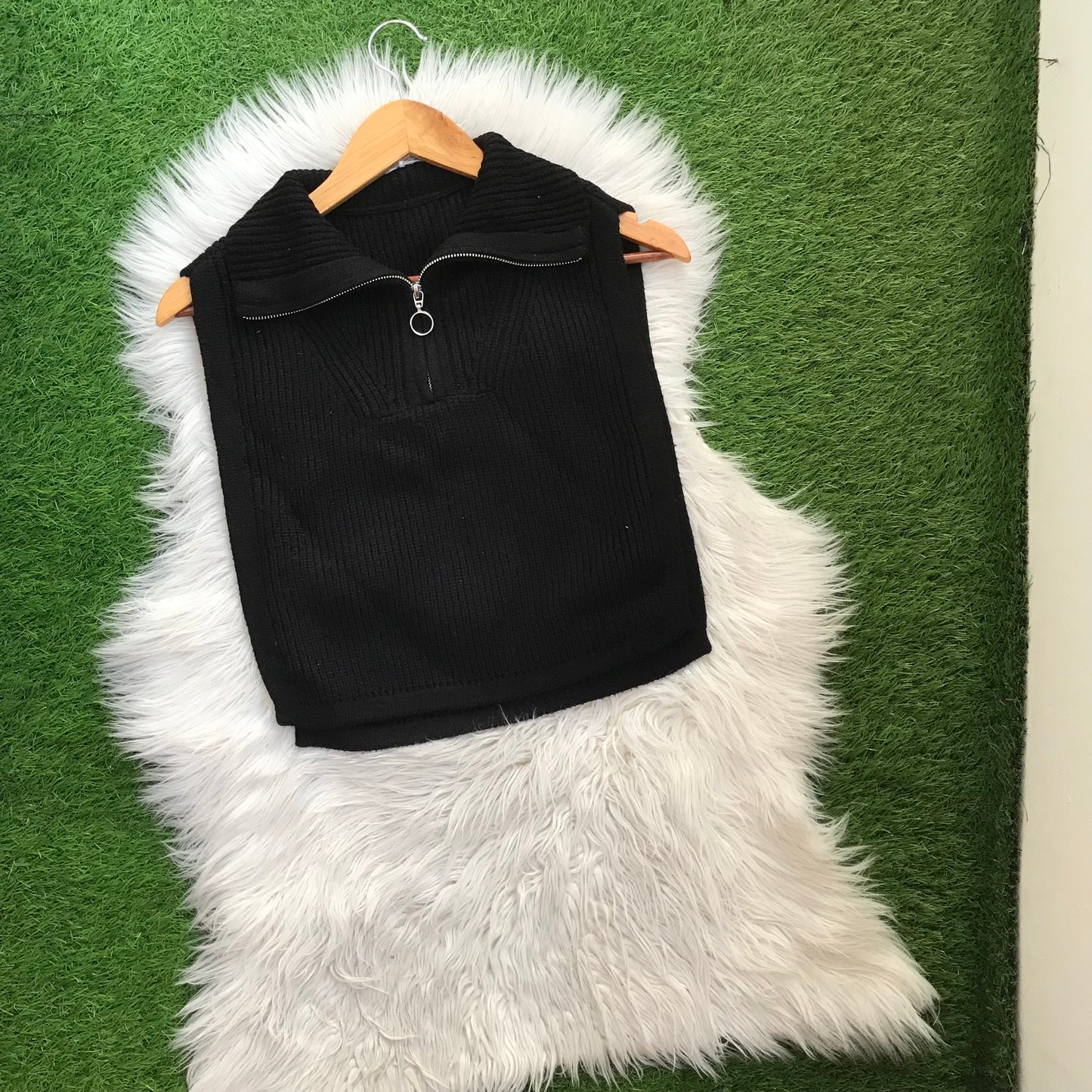 Zipper vest sweater