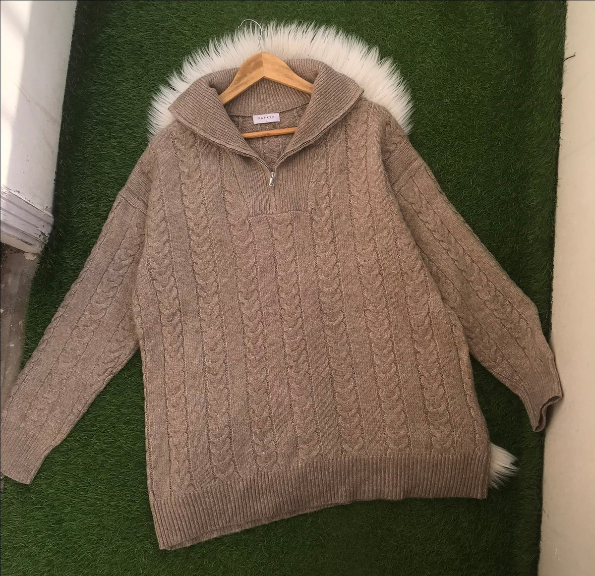 Papaya Zipper Sweater
