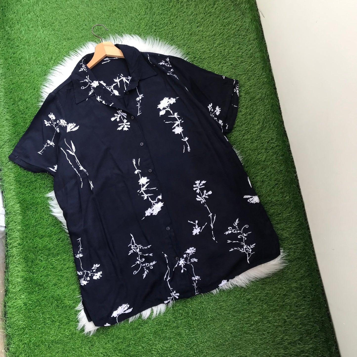 Blue floral button down