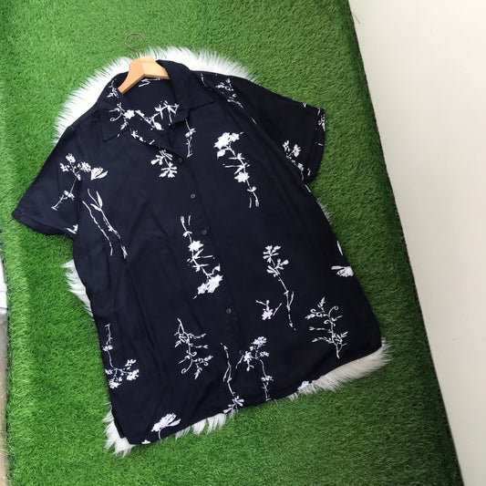 Blue floral button down