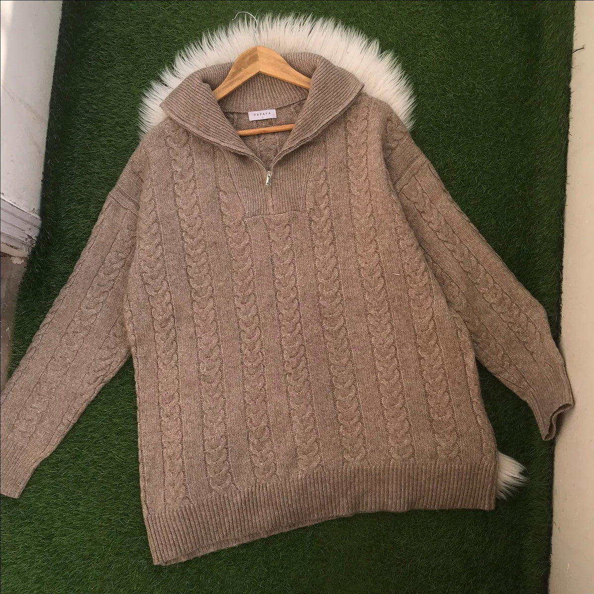 Papaya Zipper Sweater
